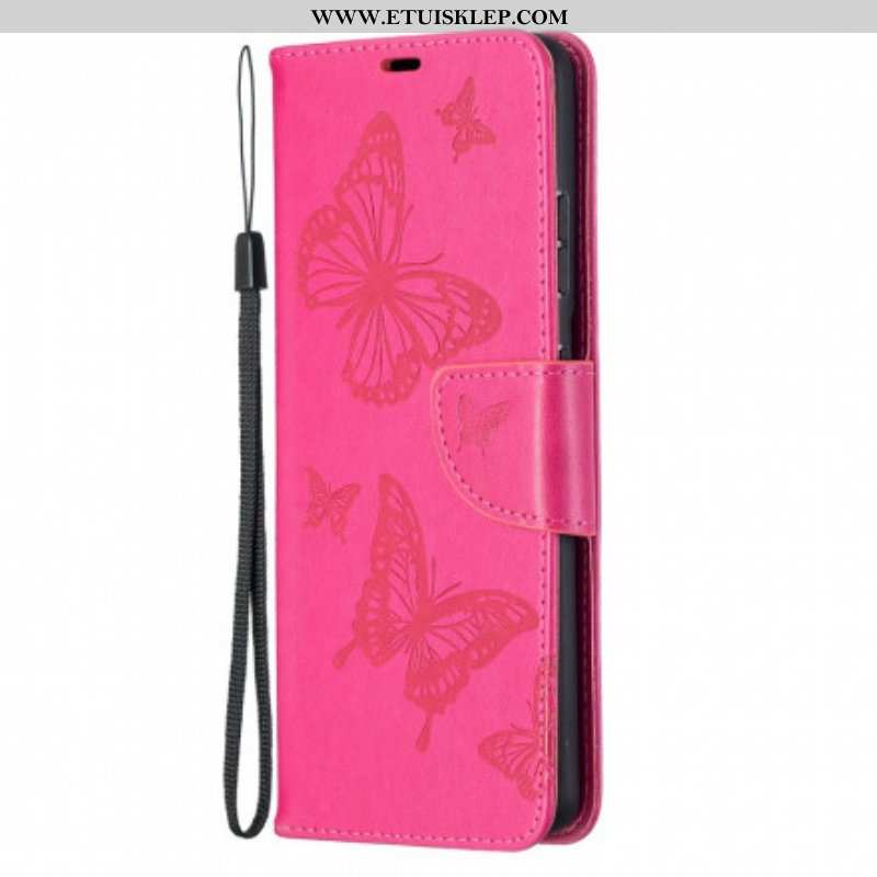 Etui Folio do Samsung Galaxy S21 Ultra 5G Motyle W Locie Z Smyczą